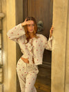Miran bluse med solmønster - Beige/rød
