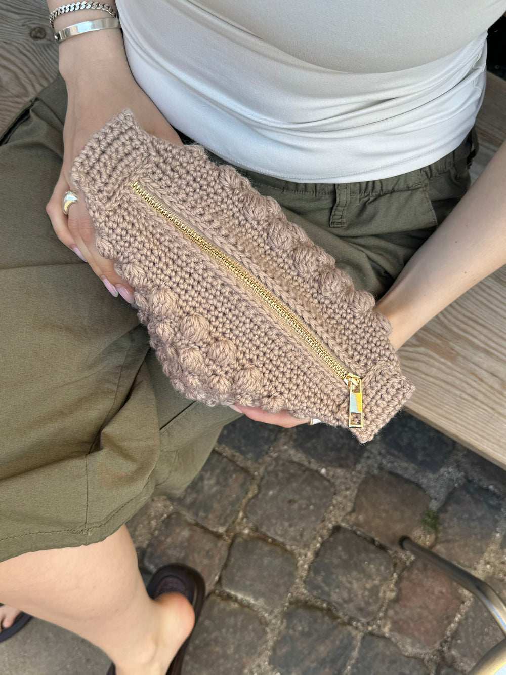 Hæklet clutch - Beige
