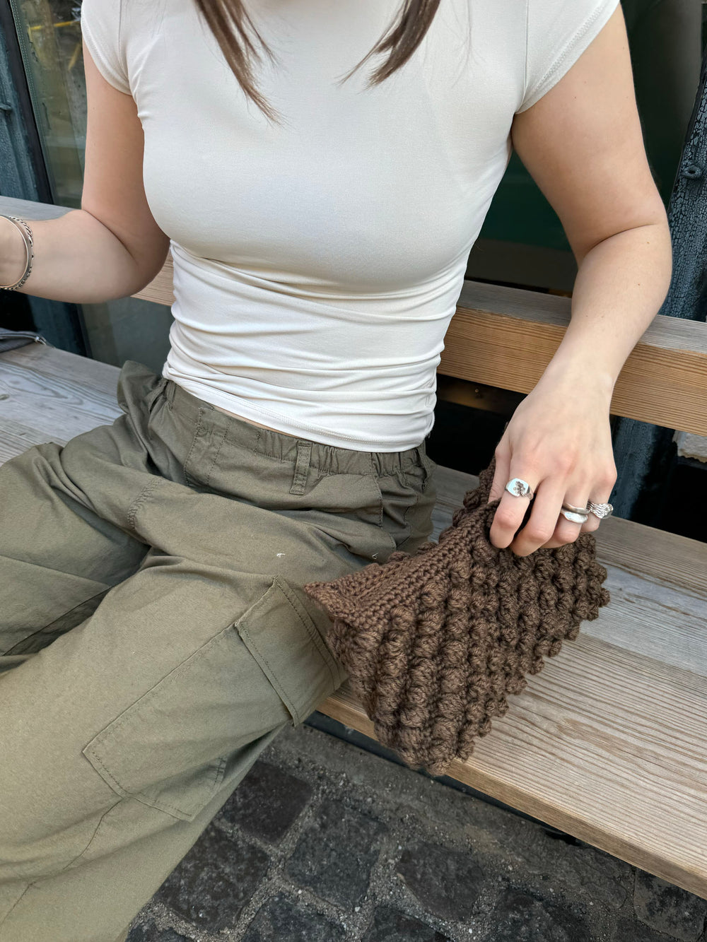 Hæklet clutch - Brun