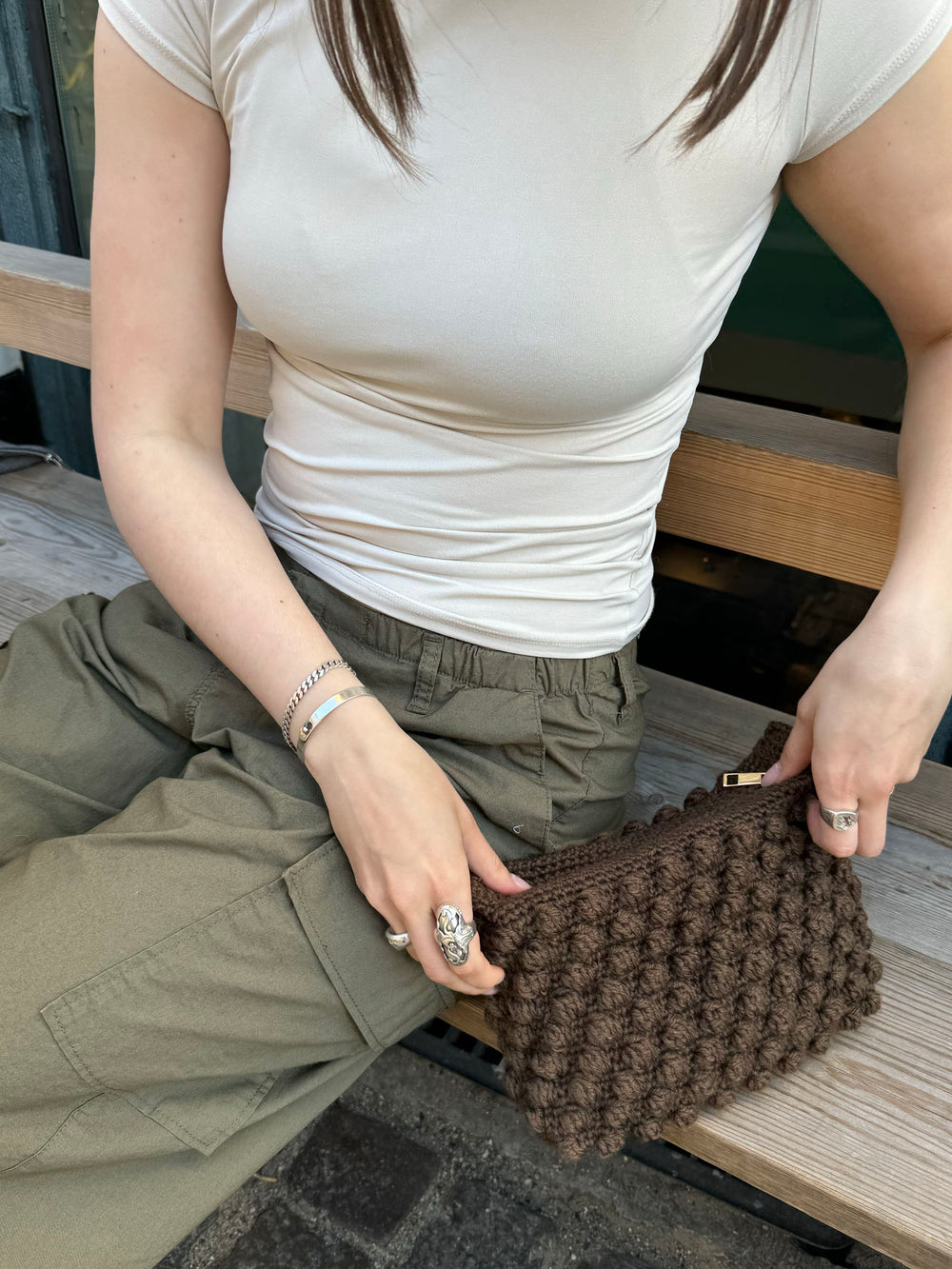 Hæklet clutch - Brun