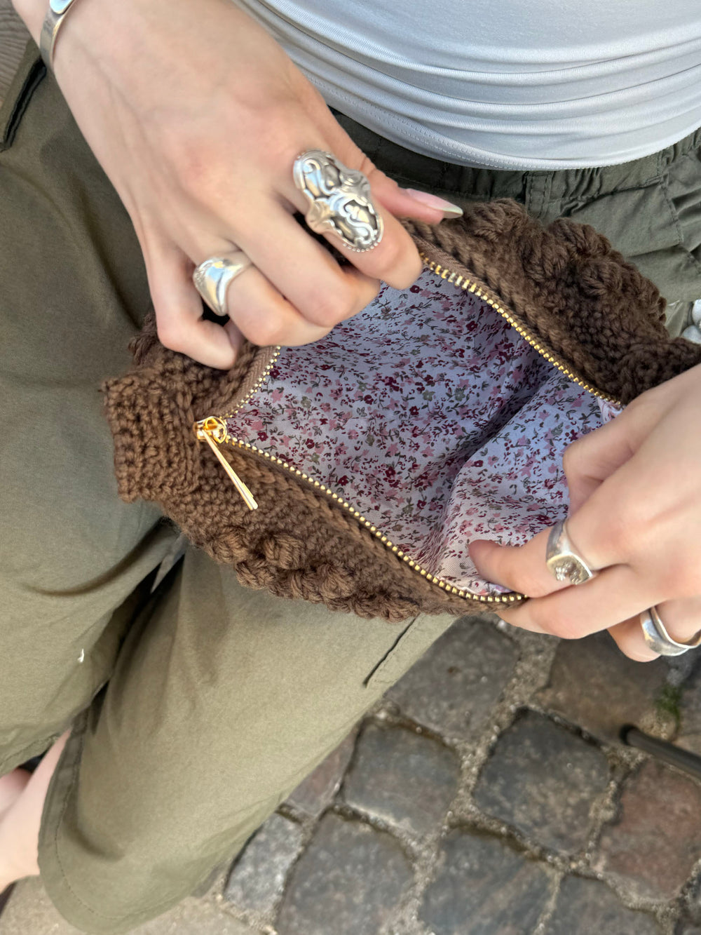 Hæklet clutch - Brun