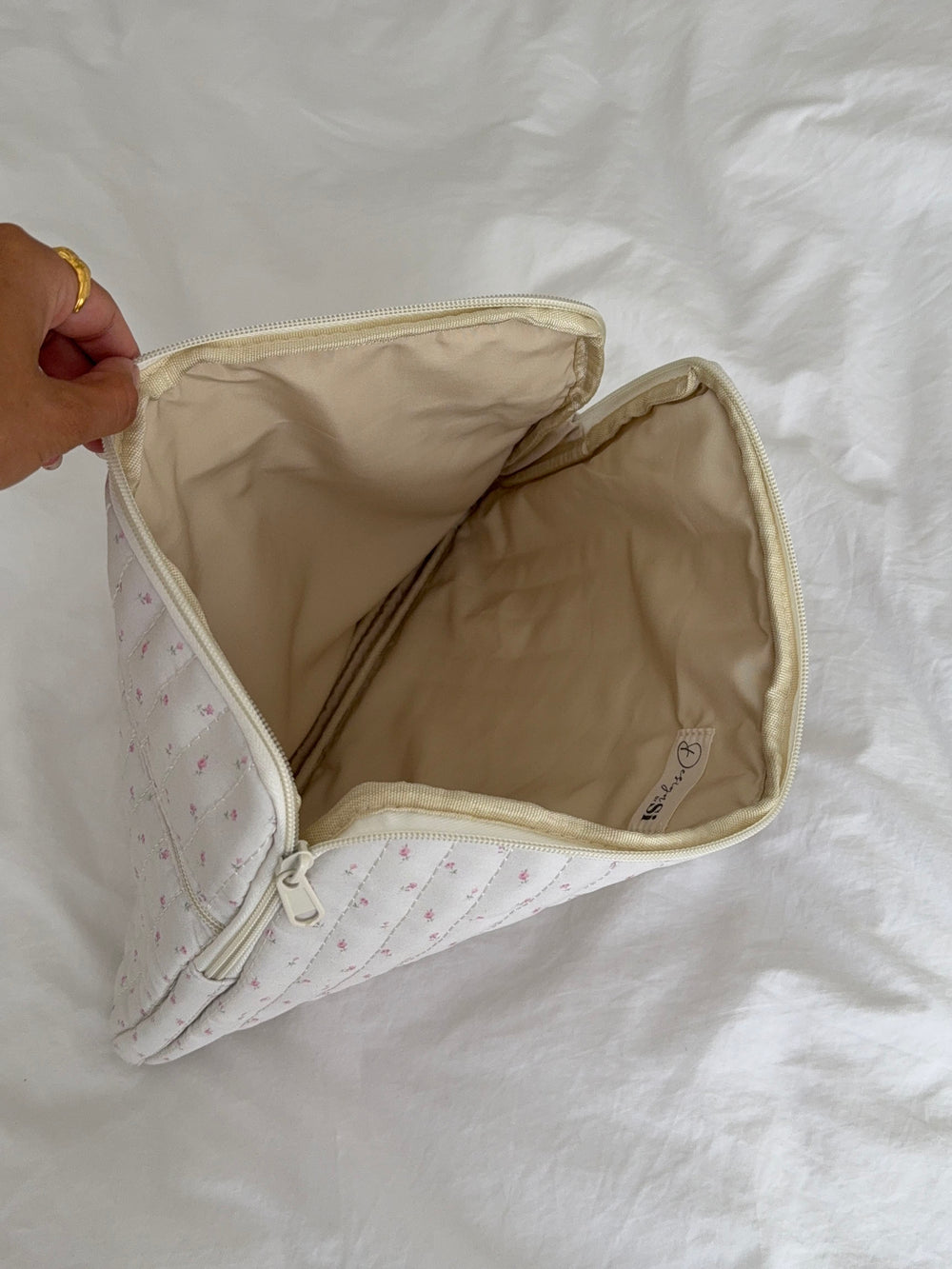 Honey computer sleeve - Off white med små lyserøde blomster