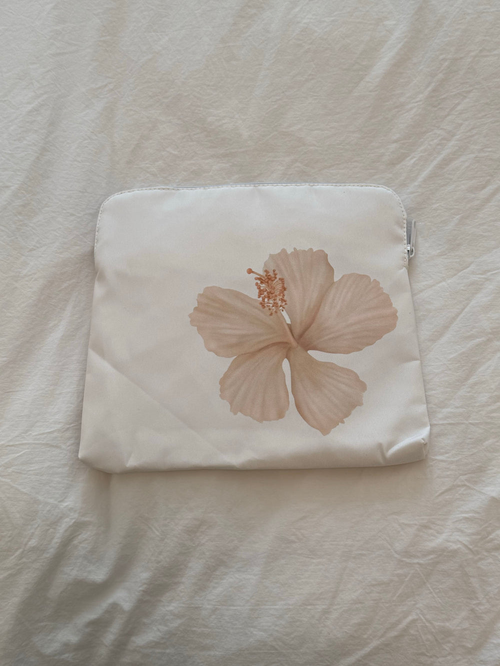 Honey computer sleeve - Hvid med beige blomst