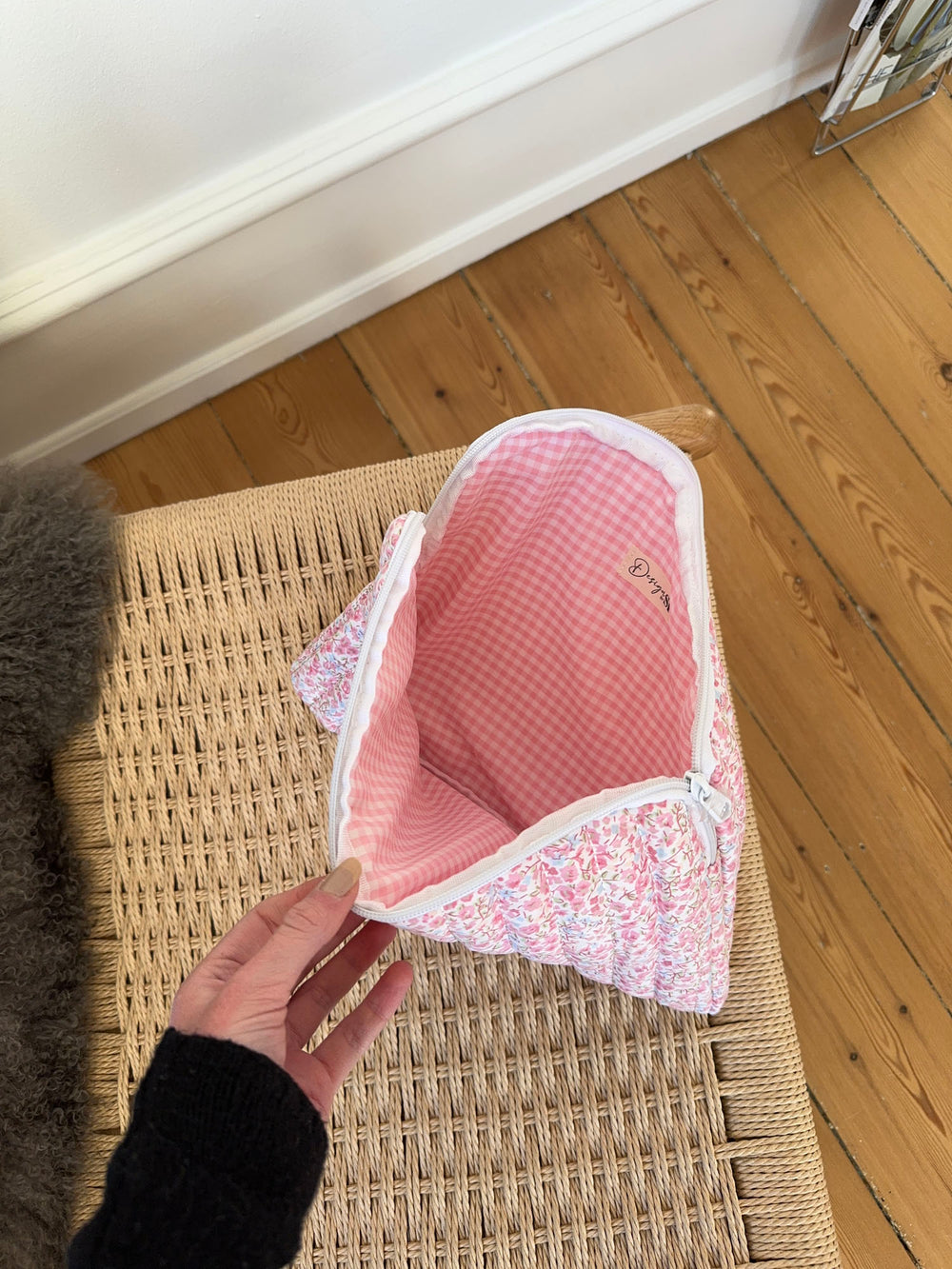 Honey computer sleeve - Hvid med lyserøde/blå blomster