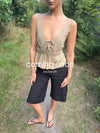 Kamela top med sløjfe - Beige/brun