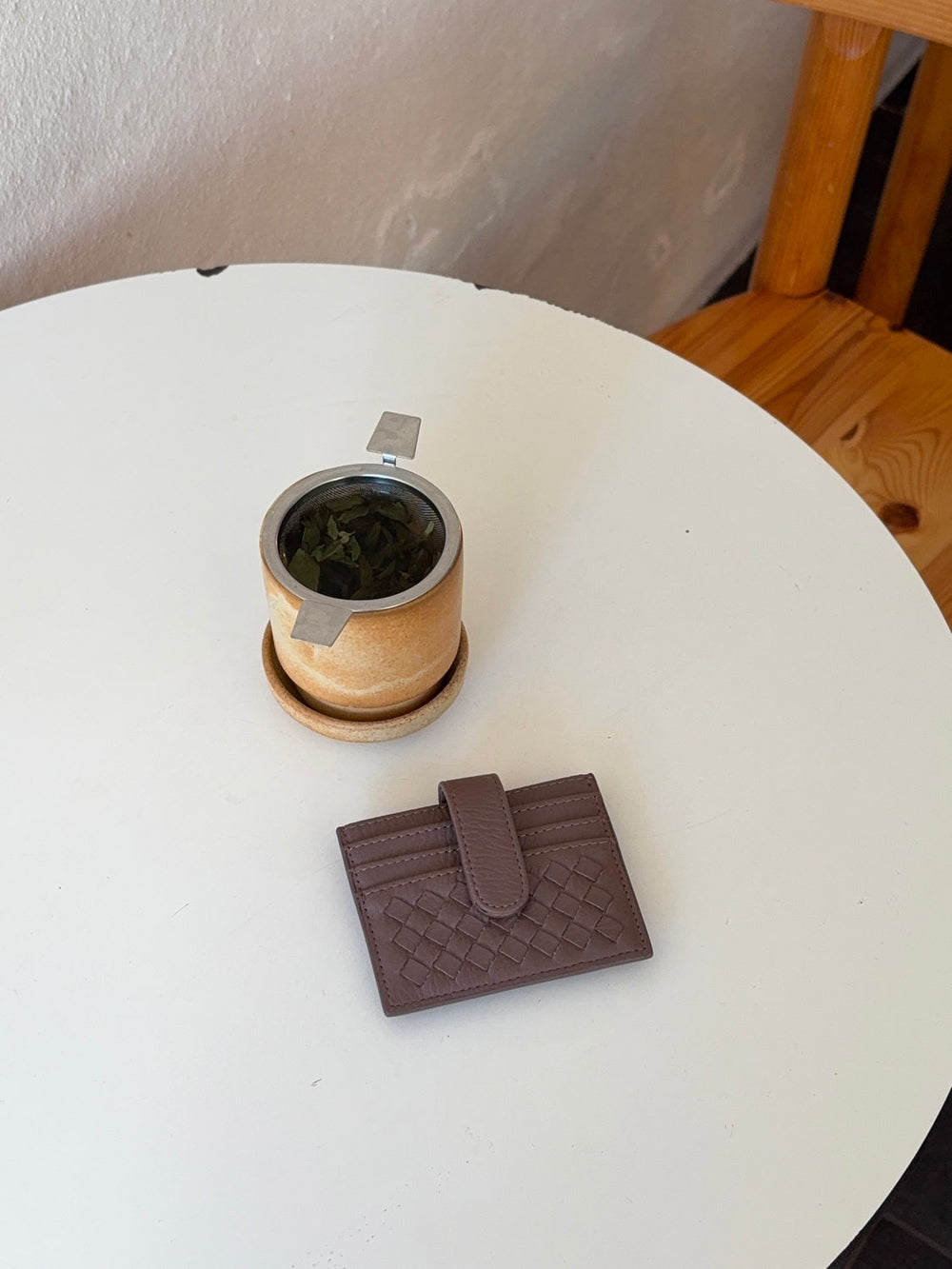 Boston flettet kortholder - Taupe