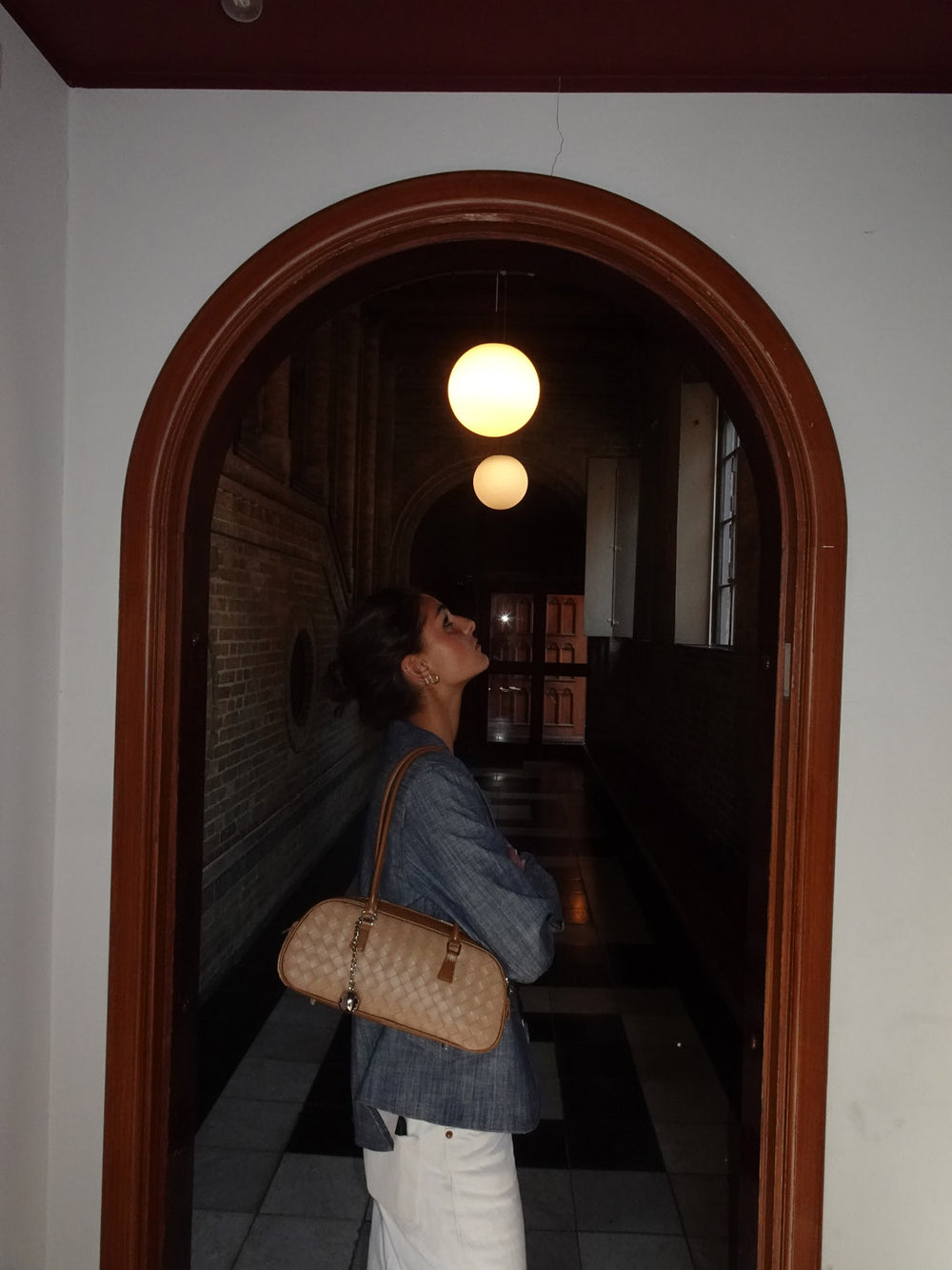 Noella håndtaske med mønster - Beige