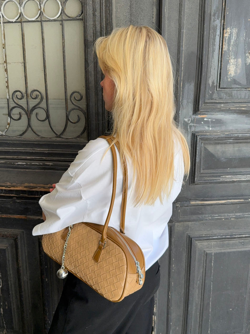 Noella håndtaske med mønster - Beige