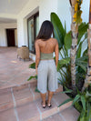 Martha halterneck top med glimmer - Kaki