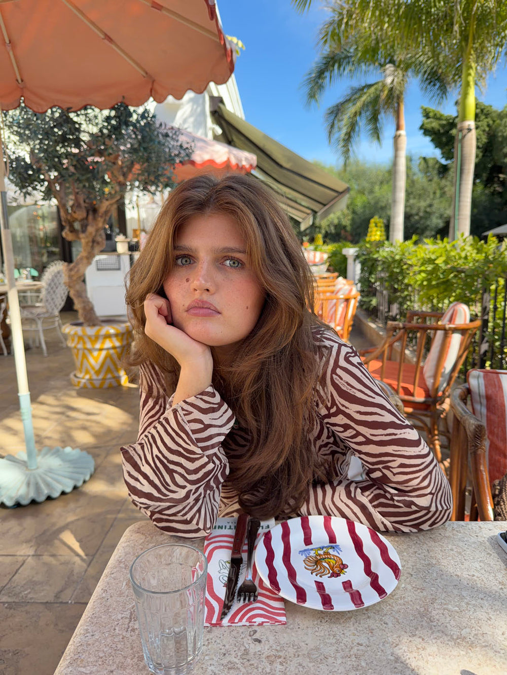 Safaria kjole med zebraprint - Off white/brun
