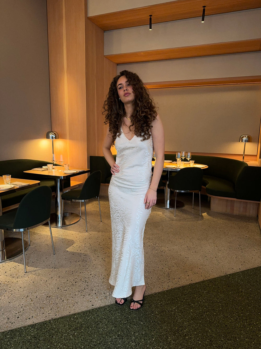 Donnia maxi kjole i silke - Off white