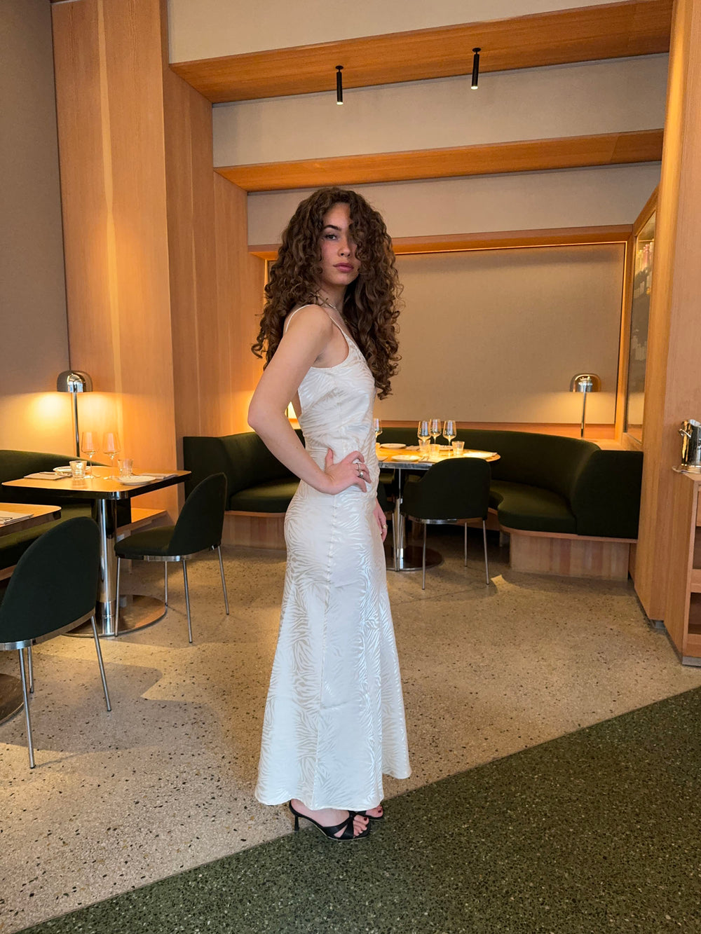 Donnia maxi kjole i silke - Off white