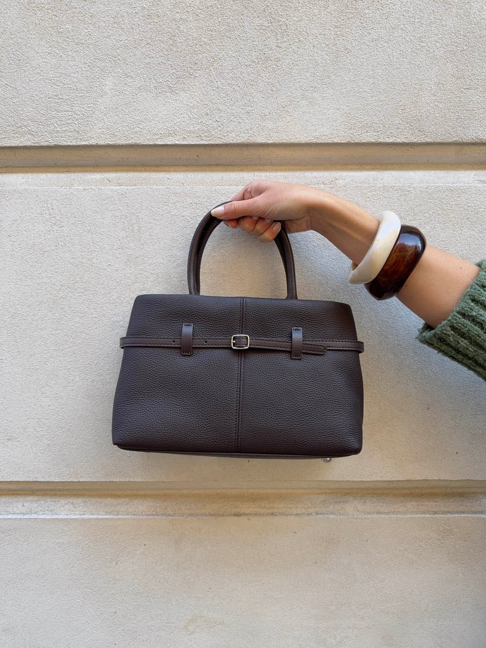 Lou lille håndtaske med detaljer - Brun