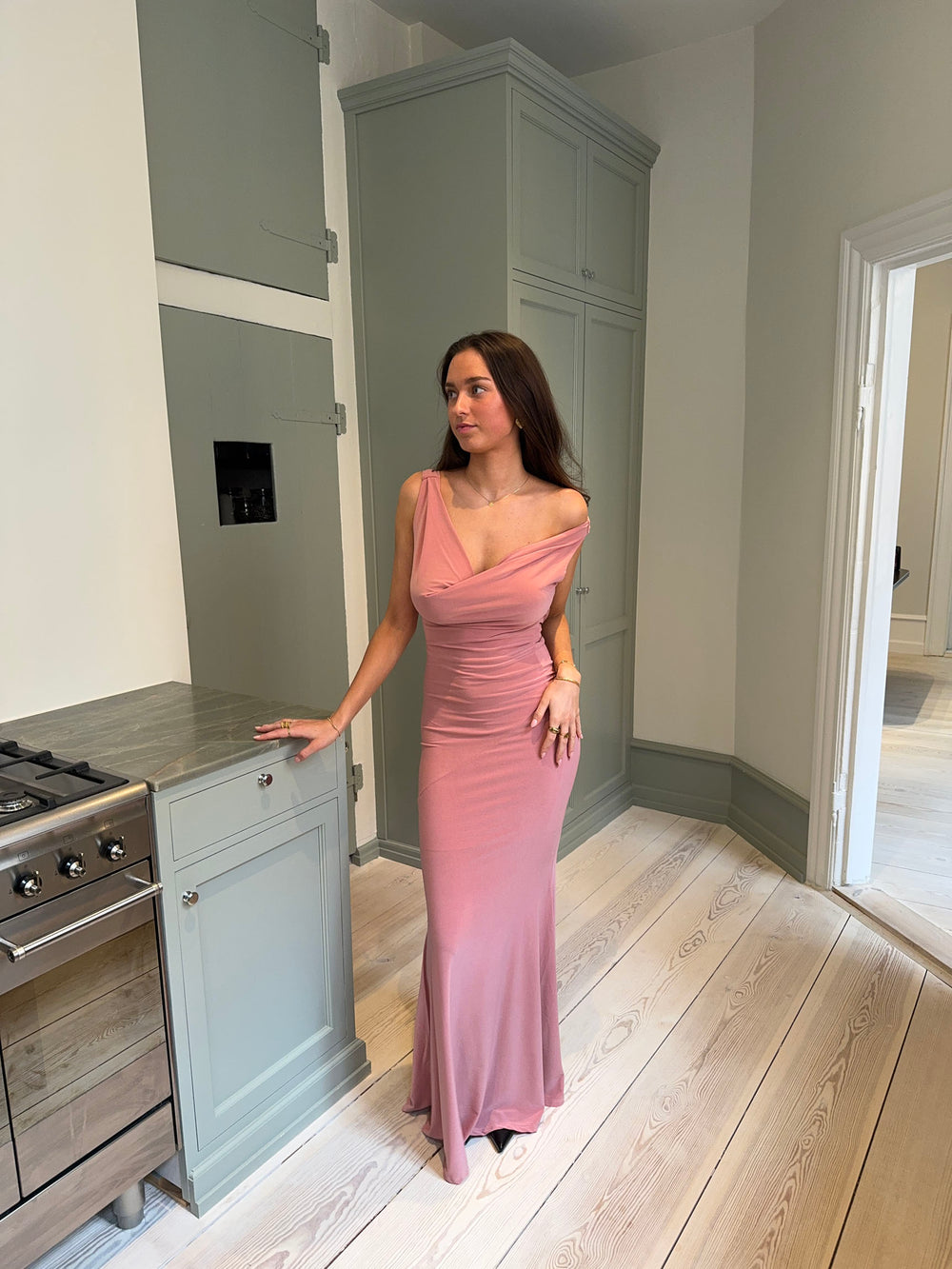 Flora maxi kjole - Støvet rosa
