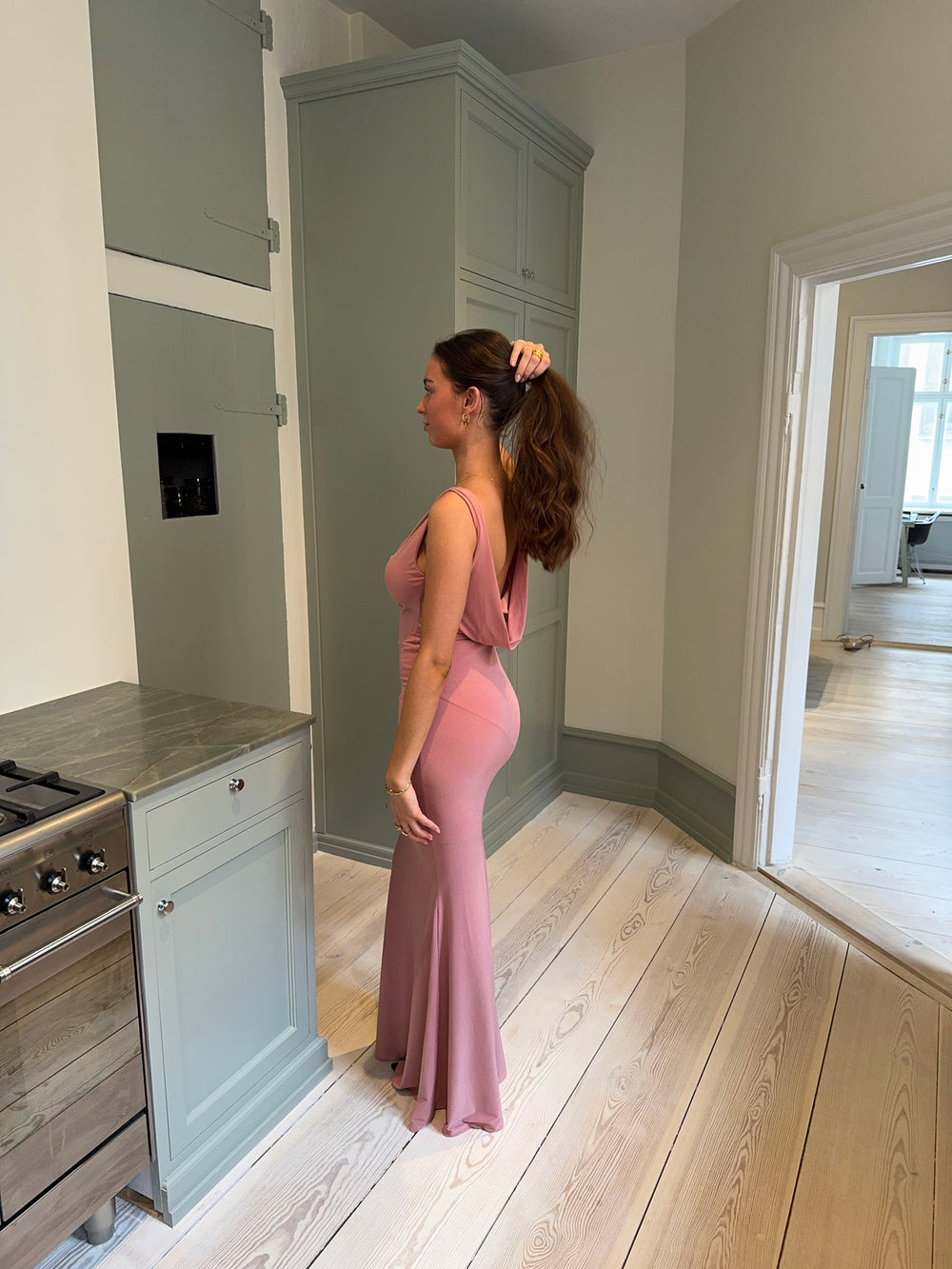 Flora maxi kjole - Støvet rosa