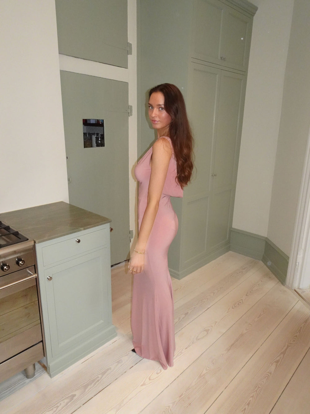 Flora maxi kjole - Støvet rosa