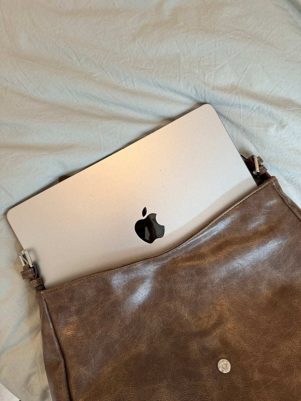 Shenzhen skuldertaske - Brun/sølv