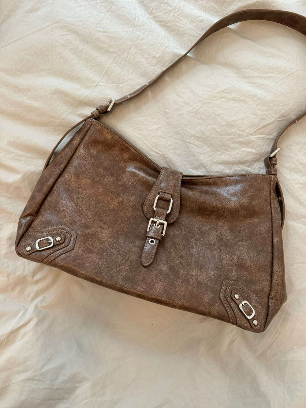 Shenzhen skuldertaske - Brun/sølv