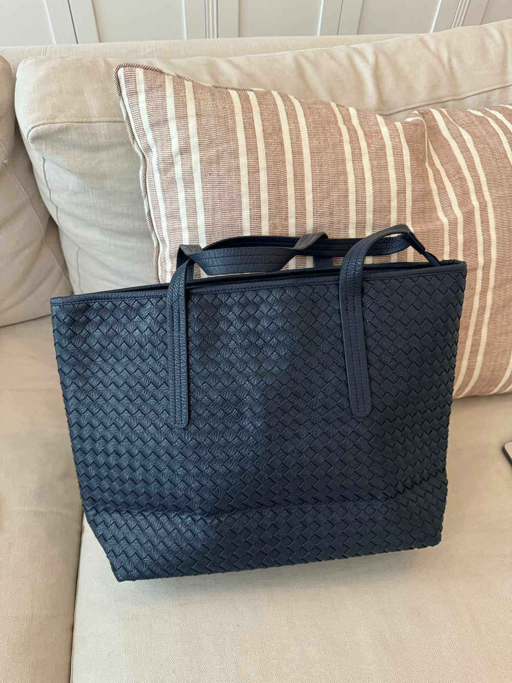Macau skuldertaske i flet - Navy
