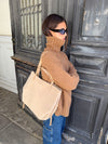 Bergen skuldertaske i ruskind -  Lys Beige