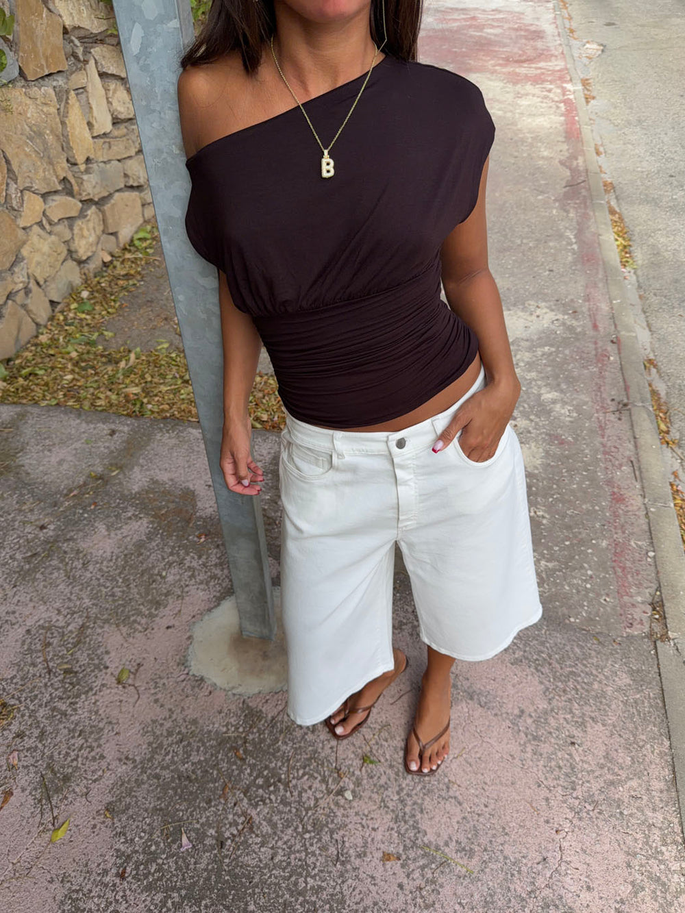 Islabella figursyet top - Brun