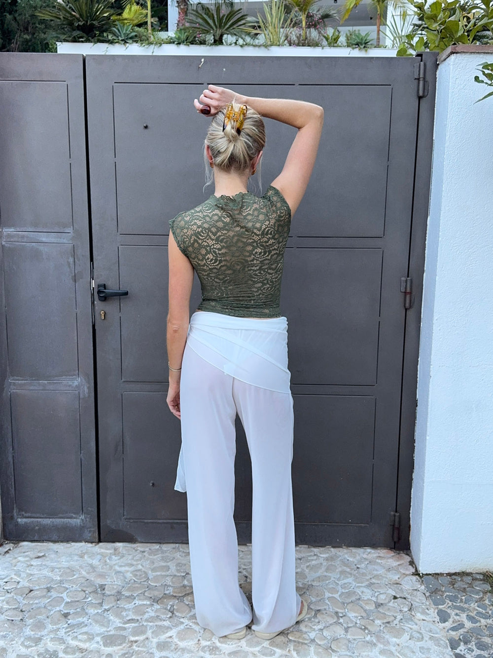 Marisole top i blonde - Kaki