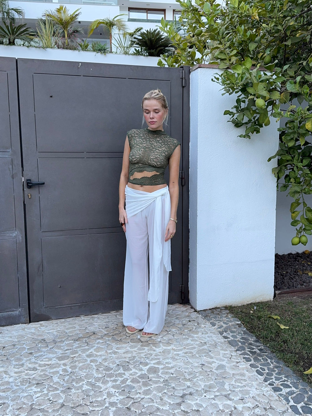 Marisole top i blonde - Kaki