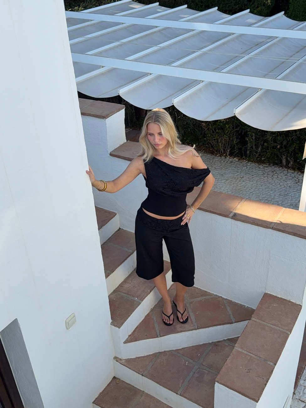 Kimmie top med blonder - Sort