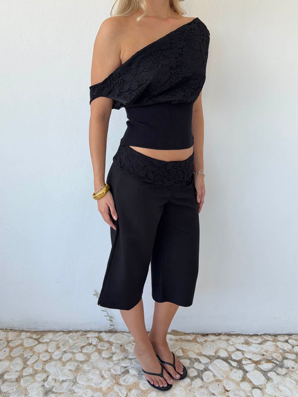 Kimmie top med blonder - Sort