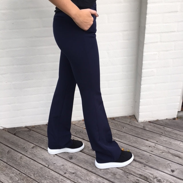 Flare bukser navy med lommer