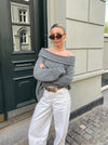 Elinor off shoulder strik - Grå