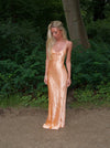 Fenya satin kjole - Koral orange
