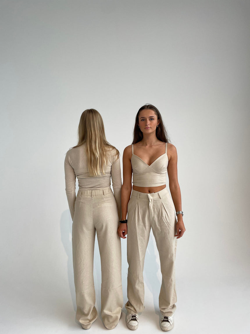 Saira hør bukser - Lys beige