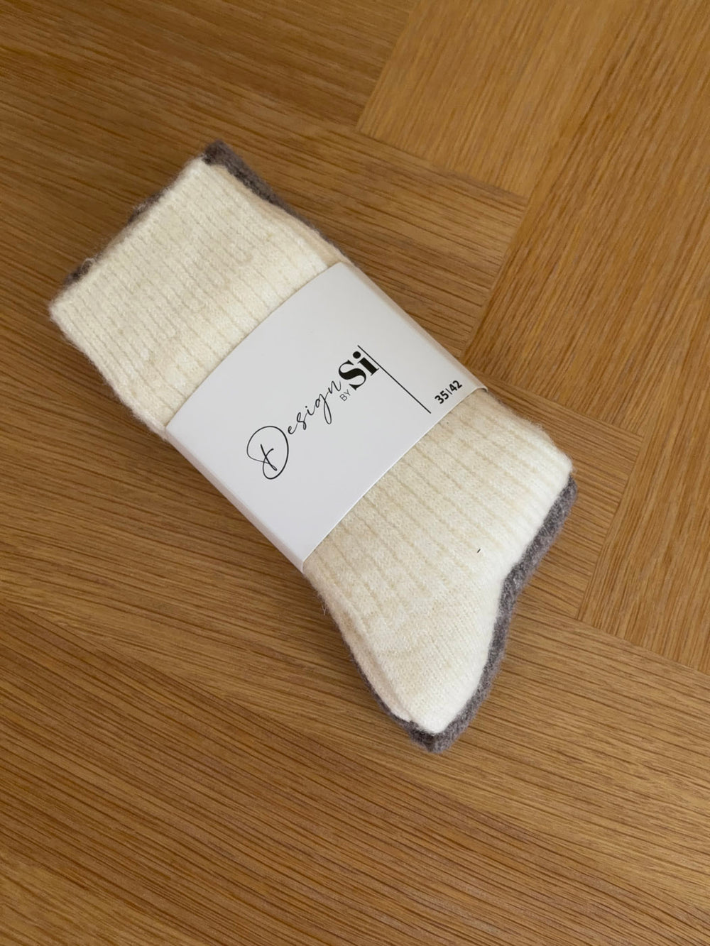 2-pak strikkede strømper - Beige/brun