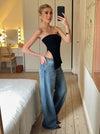 Samara low waisted jeans - Blå denim