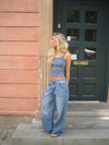 Alaia lavtaljet jeans med lyn detalje - Lys denim