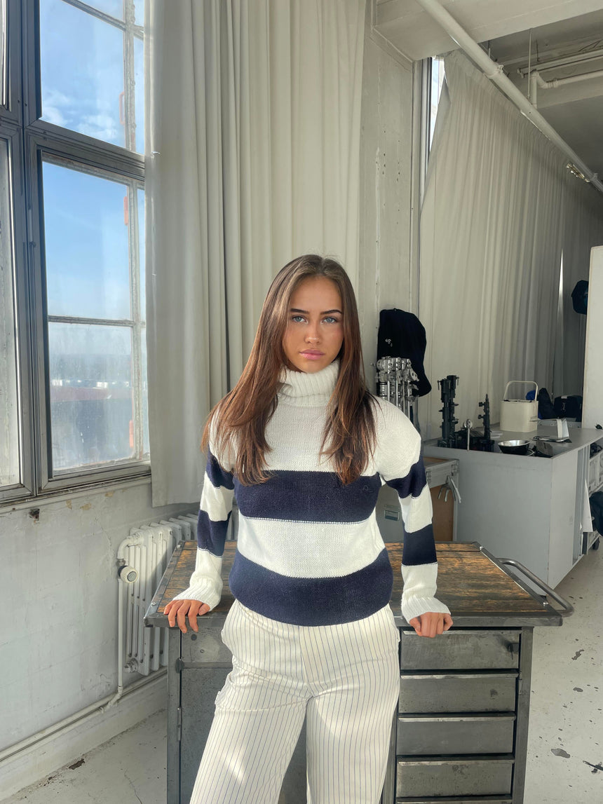 Mille striktrøje - navy striber