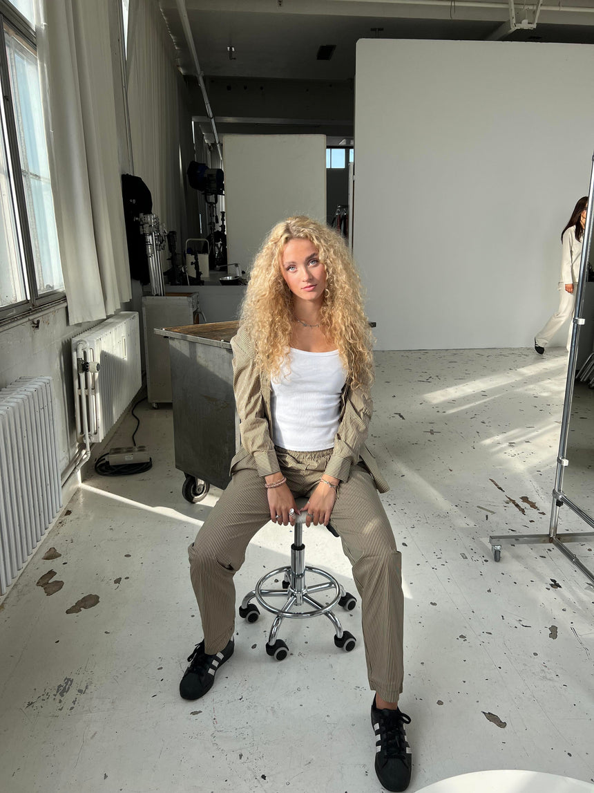 Zuri skjorte med striber - Kaki/beige