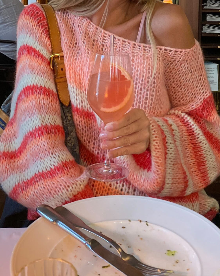 Helin striktrøje - Rød/Orange