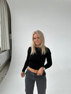 Leah bluse med åben ryg - sort