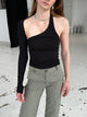 Helga one sleeve bluse - Sort
