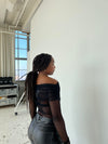 Romee mesh off-shoulder bluse