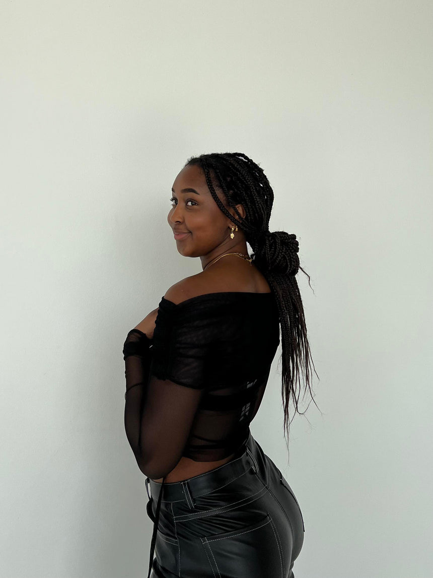 Romee mesh off-shoulder bluse