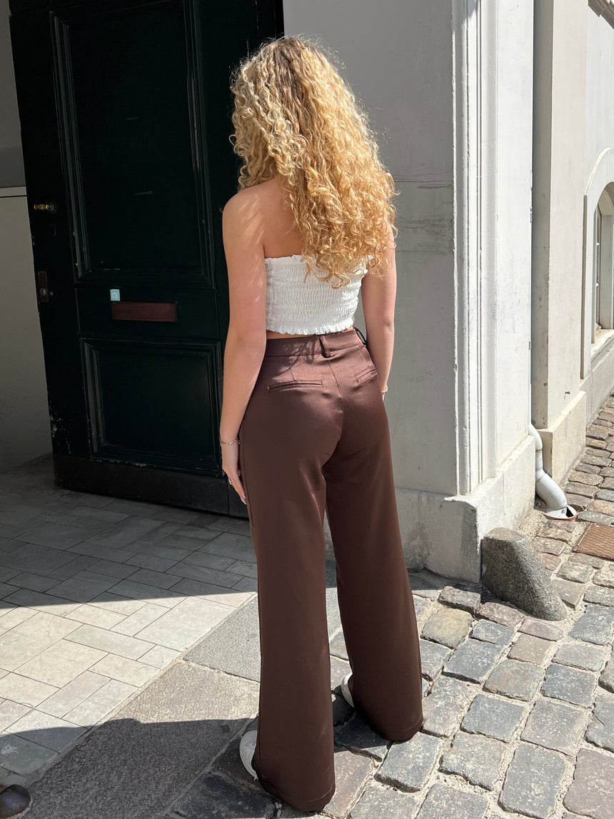 Estella satin bukser - Brun