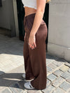 Estella satin bukser - Brun