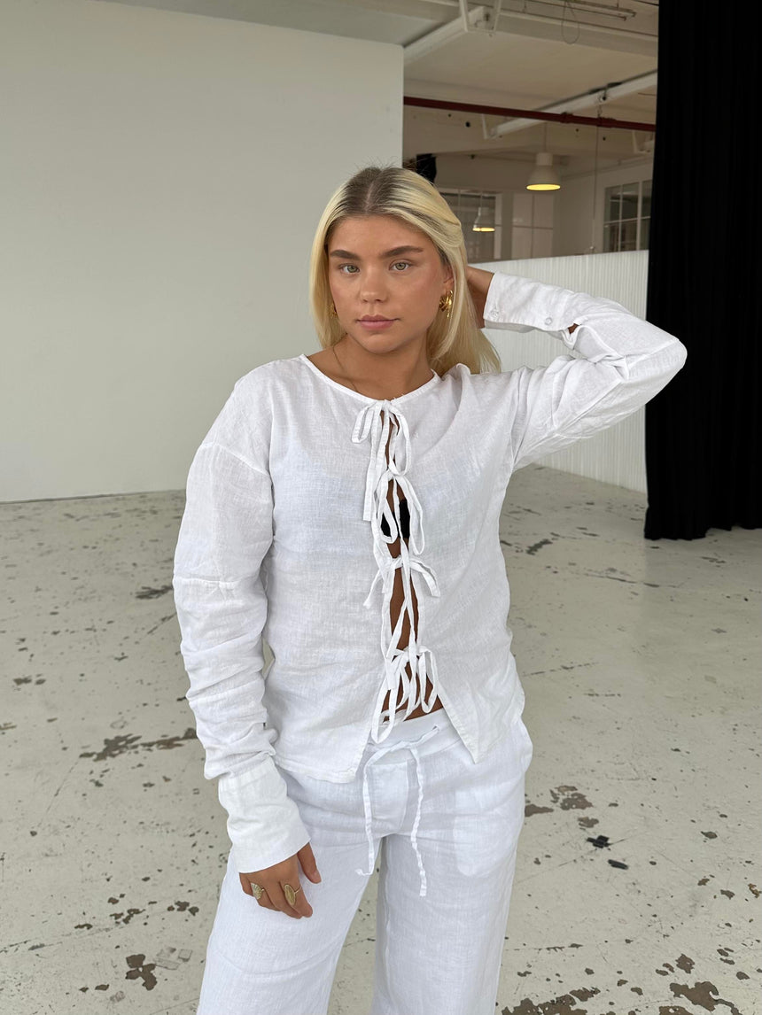 Angel hør bluse - hvid