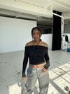 Sarah off-shoulder bluse - sort