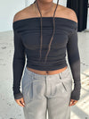 Sarah off-shoulder bluse - sort