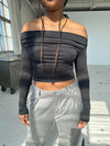 Sarah off-shoulder bluse - sort