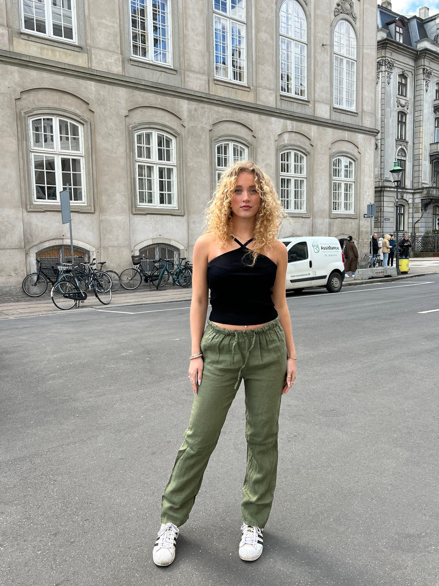 Gaia hør bukser - Kaki